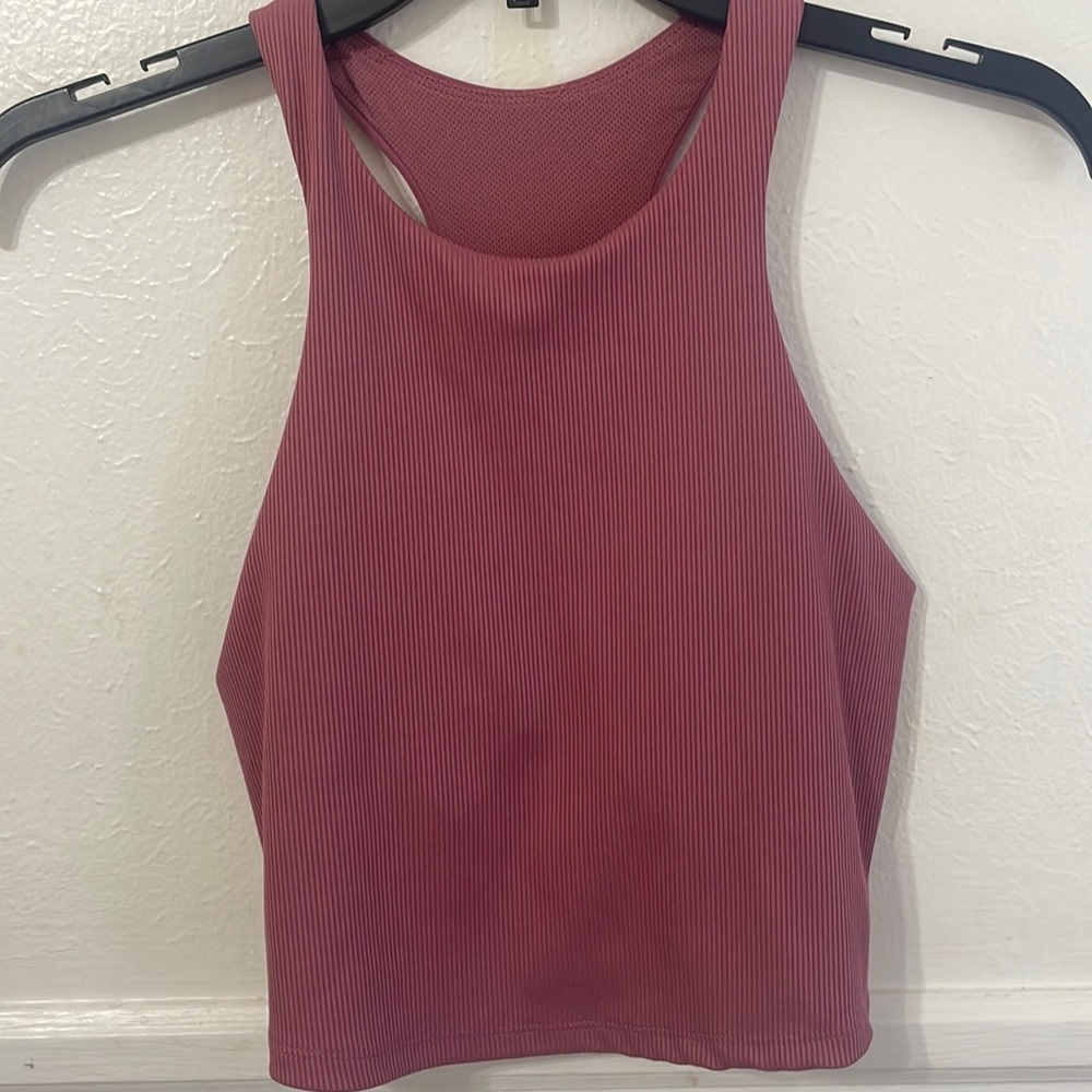 Mauve colored Ribbed athletic tank top